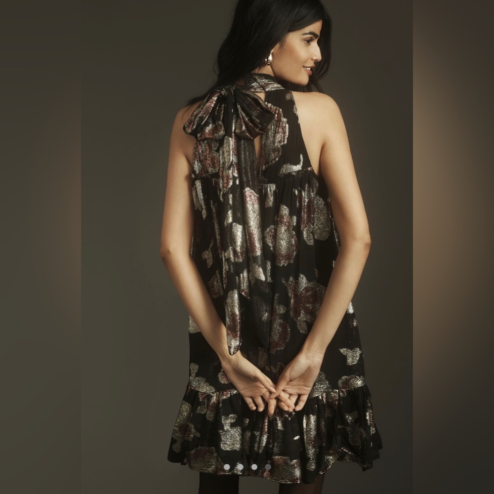 Anthropologie Maeve Halter Shine Swing Mini Dress